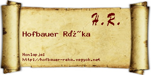 Hofbauer Réka névjegykártya