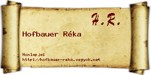 Hofbauer Réka névjegykártya